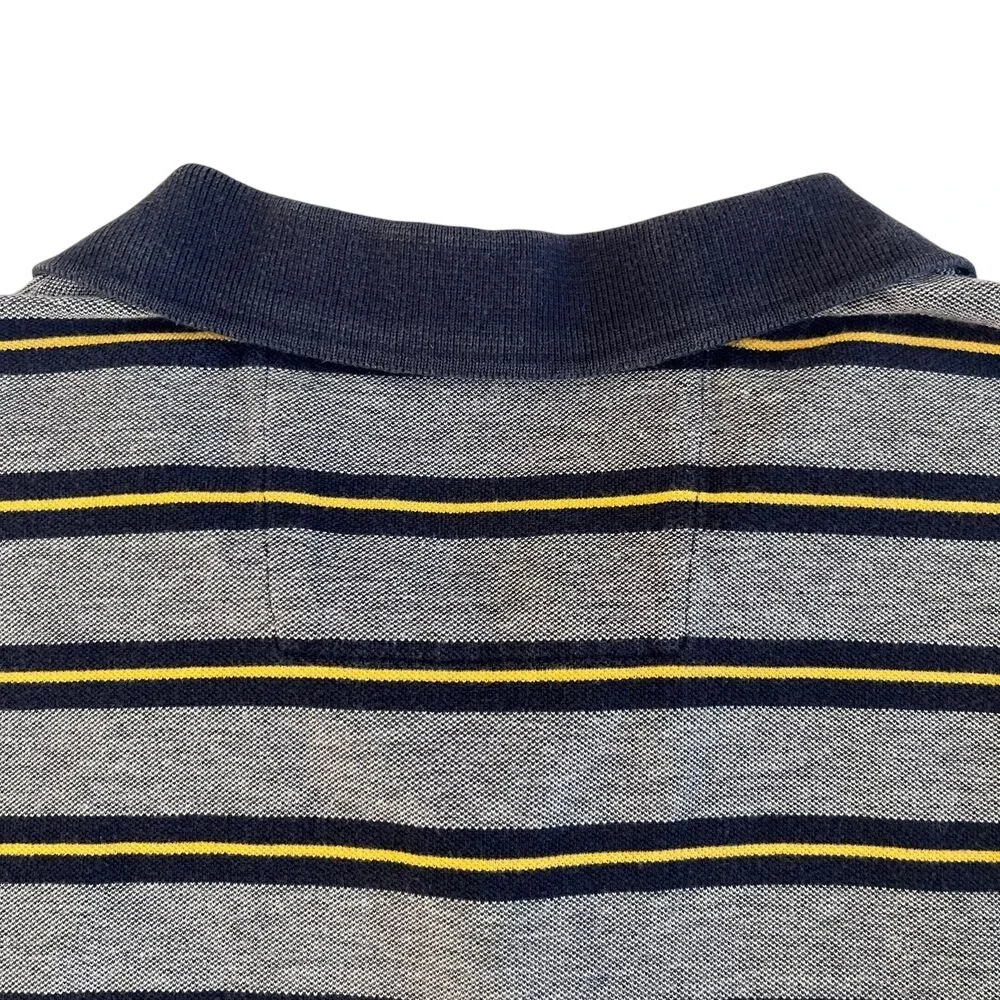 Banana Republic Mens Vintage XL Blue/Yellow Striped Polo Shirt, Banana‎ 216